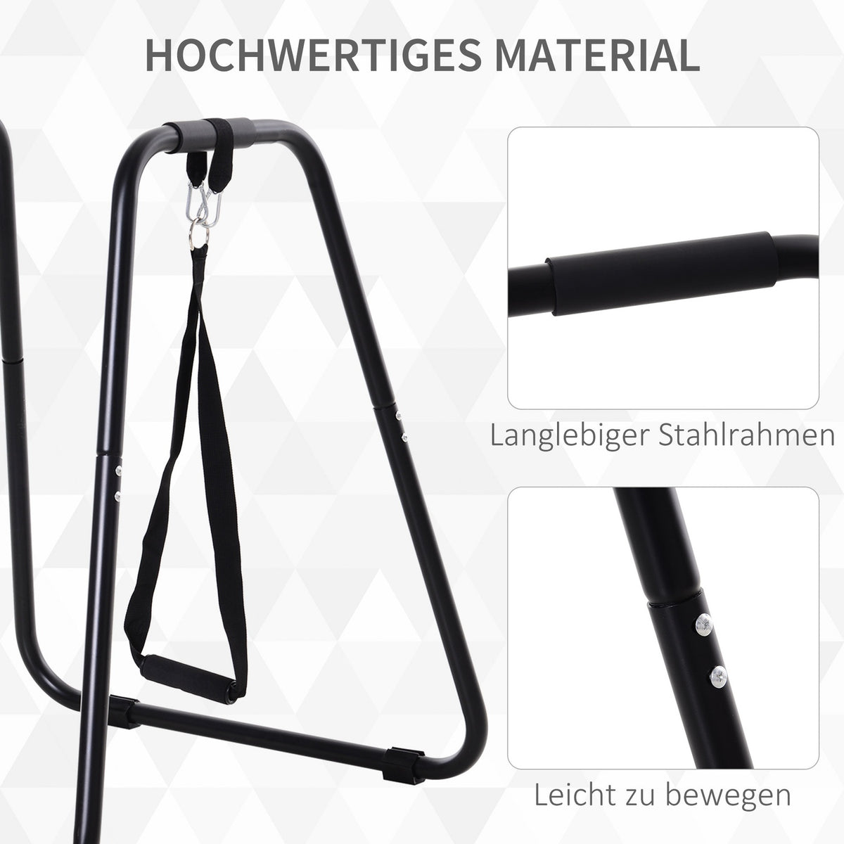Dipstation Stable Dip Stand With Sling Trainer, Robust Steel Frame, Black, 90X81X92.5Cm