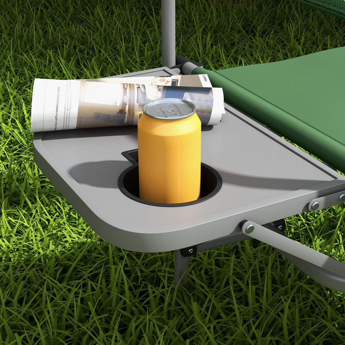 Director'S Chair Foldable Camping Chair With Side Table Cup Holder Folding Chair With Handle For Camping Beach Oxford Green