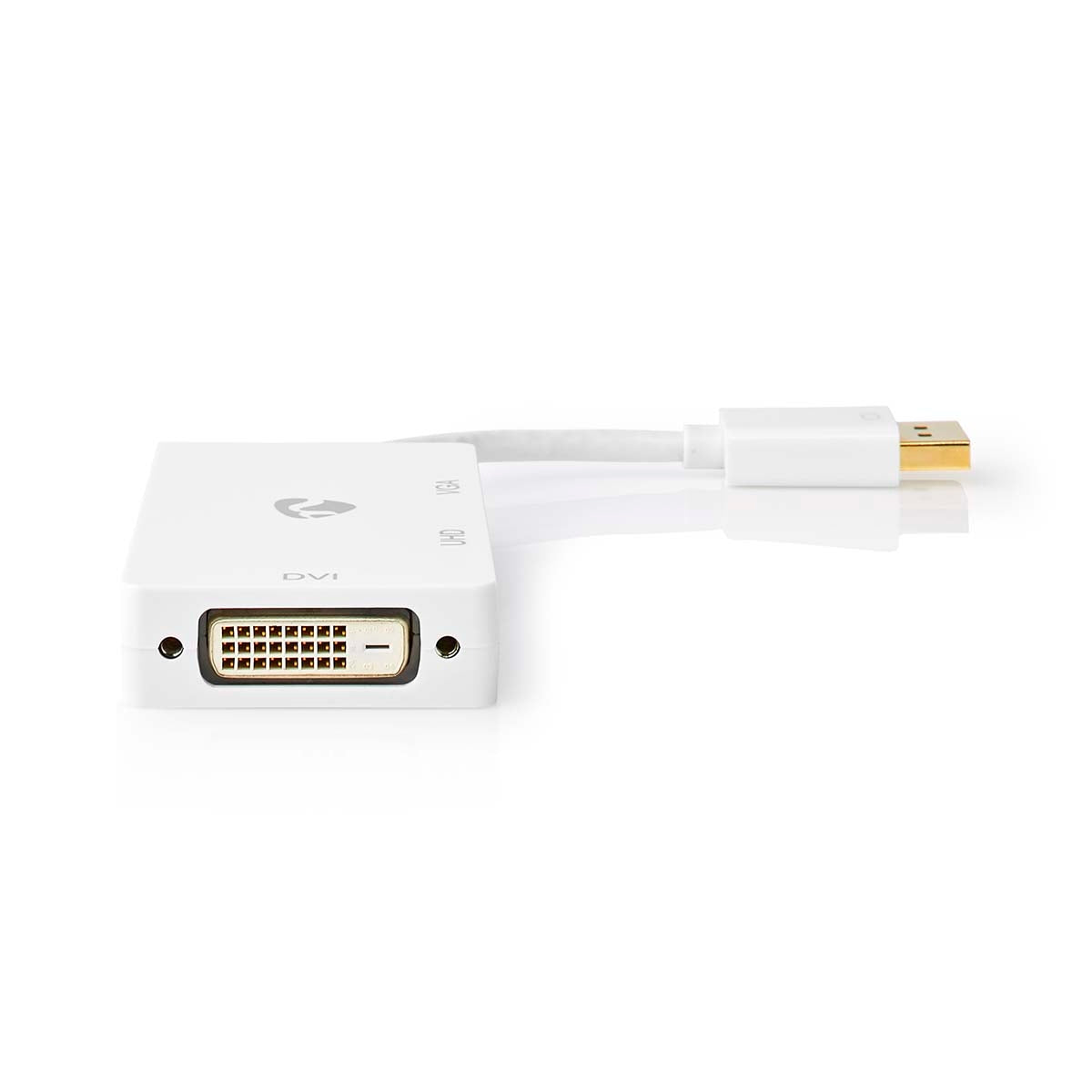 DisplayPort Adapter | DisplayPort Male | DVI-D 24+1-Pin Female / HDMI™ Female / VGA Female | 4K@60Hz | Gold Plated | Switchable | 0.20 m | Round | ABS | ABS | White | Box