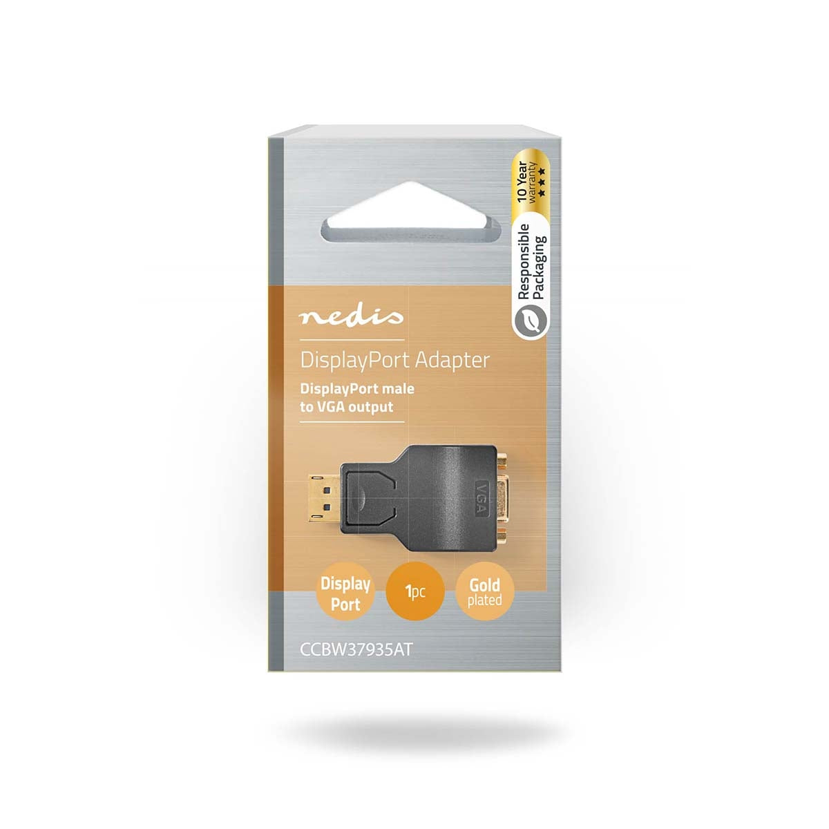 Displayport adapter | DisplayPort Male | VGA female 15p | 1080p | Gold Plated | Straight | Round | ABS | Anthracite | Box