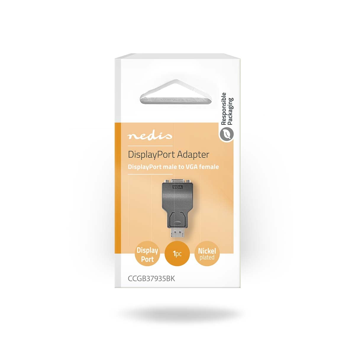 Displayport adapter | DisplayPort Male | VGA female 15p | 1080p | Nickel Plated | Straight | Round | ABS | ABS | Black | Box