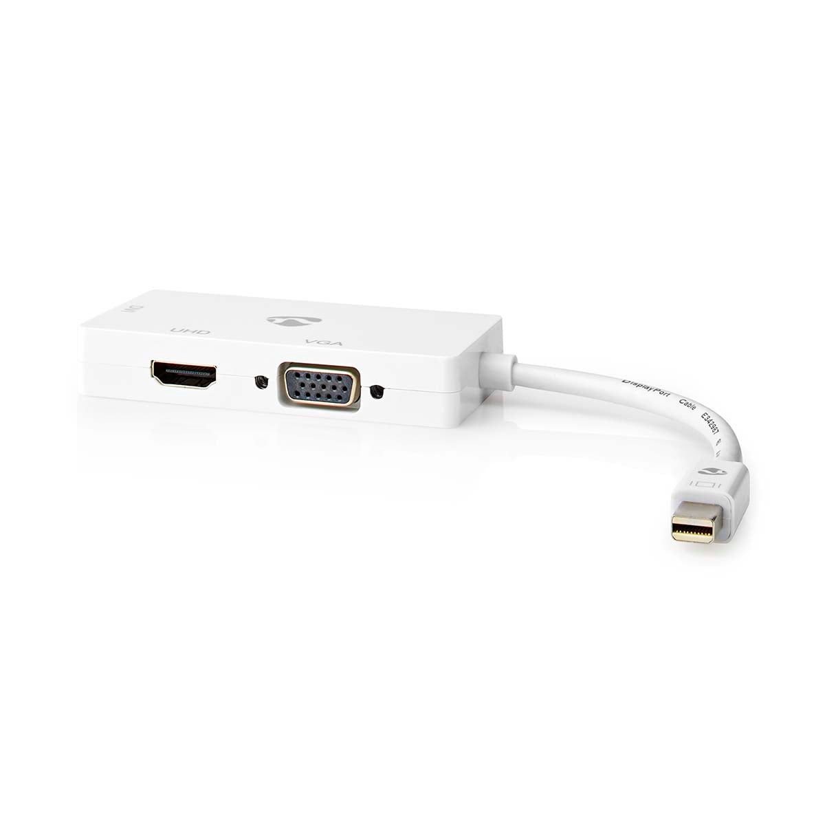 Displayport adapter | Mini DisplayPort Male | DVI-D 24+1-Pin Female / HDMI™ Female / VGA female 15p | 4K@60Hz | Nickel Plated | Switchable | 0.20 m | Round | ABS | ABS | White | Box