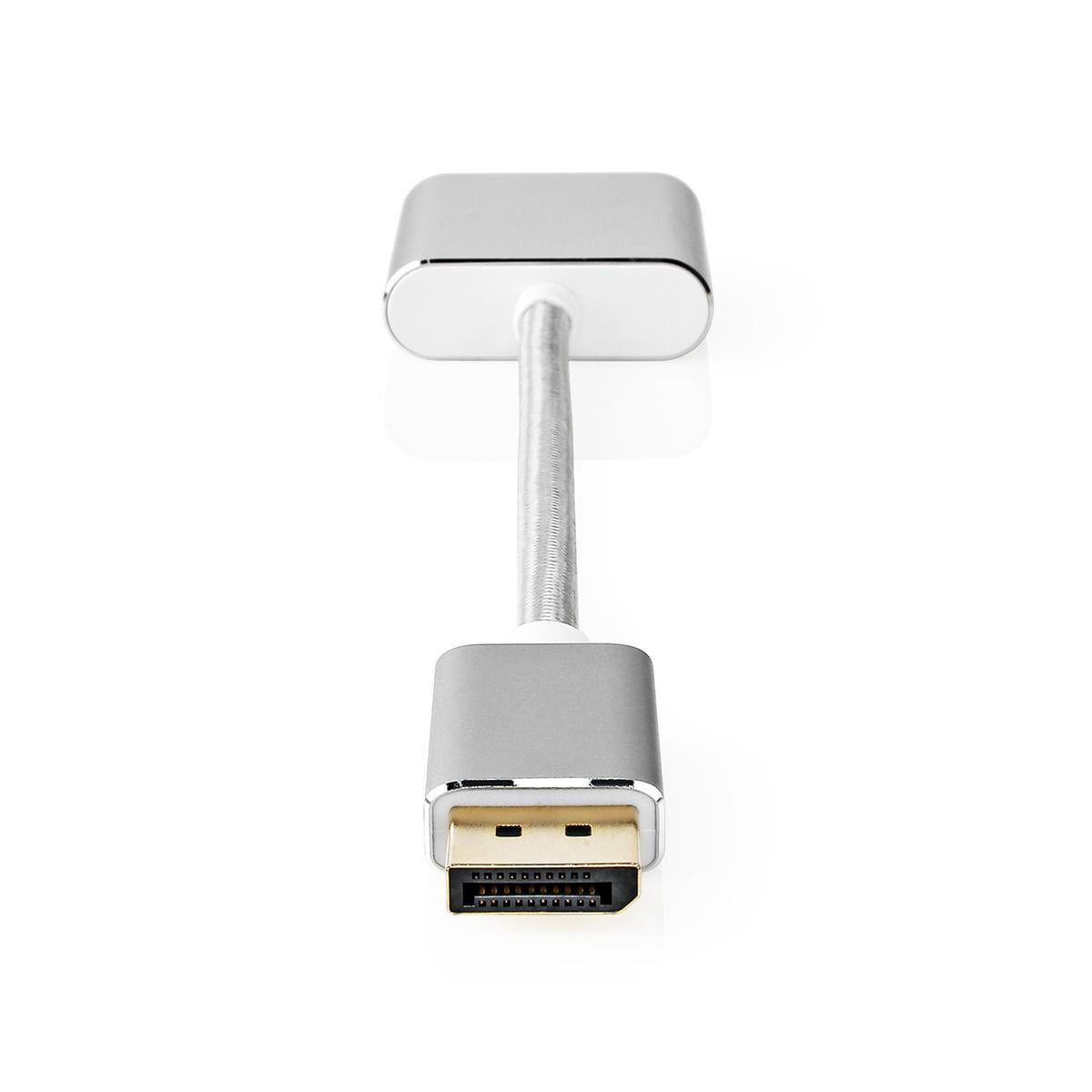 Displayport cable | DisplayPort Male | DVI-D 24+1-Pin Female | 1080p | Gold Plated | 0.20 m | Round | Braided | Silver | Carton with covered window