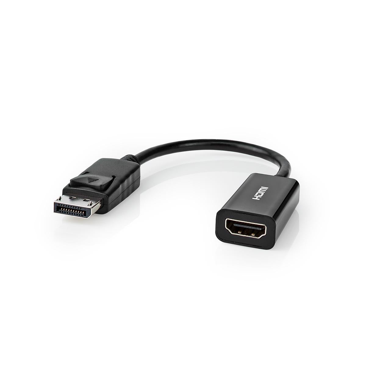 Displayport cable | DisplayPort Male | HDMI™ Output | 4K@30Hz | Nickel Plated | 0.20 m | Round | PVC | Black | Tag