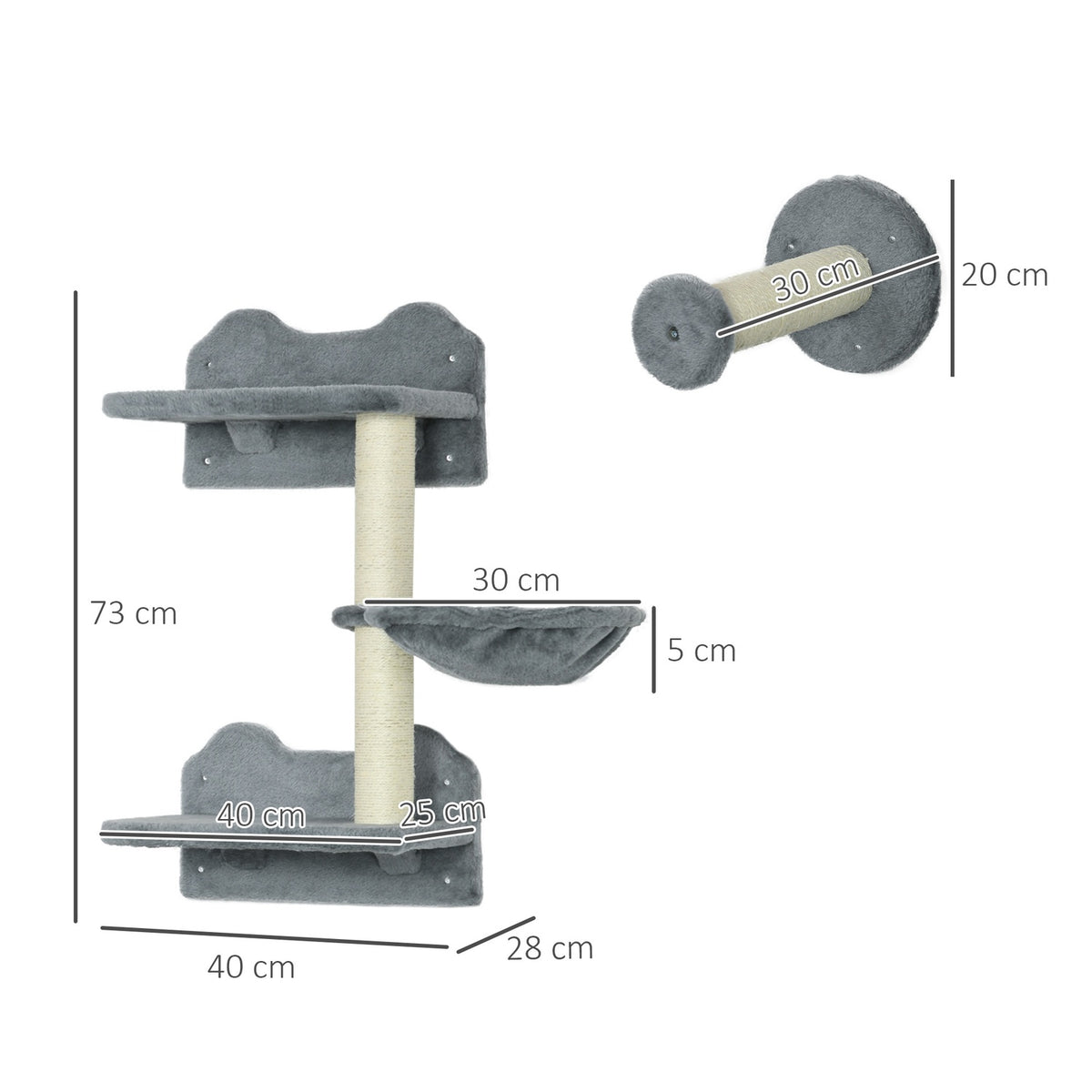 Diving Tower & 3 Scratching Posts, Climbing Wall With Hammock