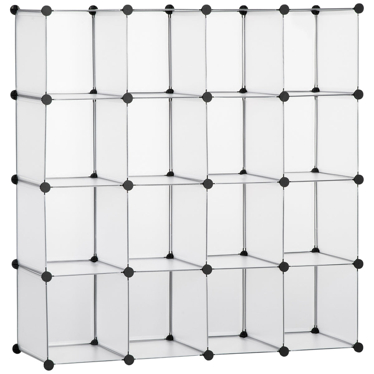 Diy Cube Shelving System With 16 Cubes, Storage Box, Plastic Cabinet, White, 125X32X125Cm