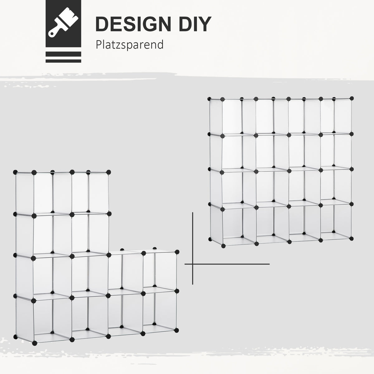 Diy Cube Shelving System With 16 Cubes, Storage Box, Plastic Cabinet, White, 125X32X125Cm