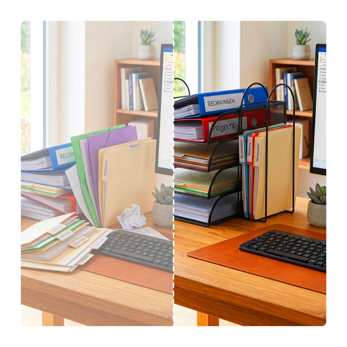 Document Tray Organizer, 4-Compartment A4, Stackable