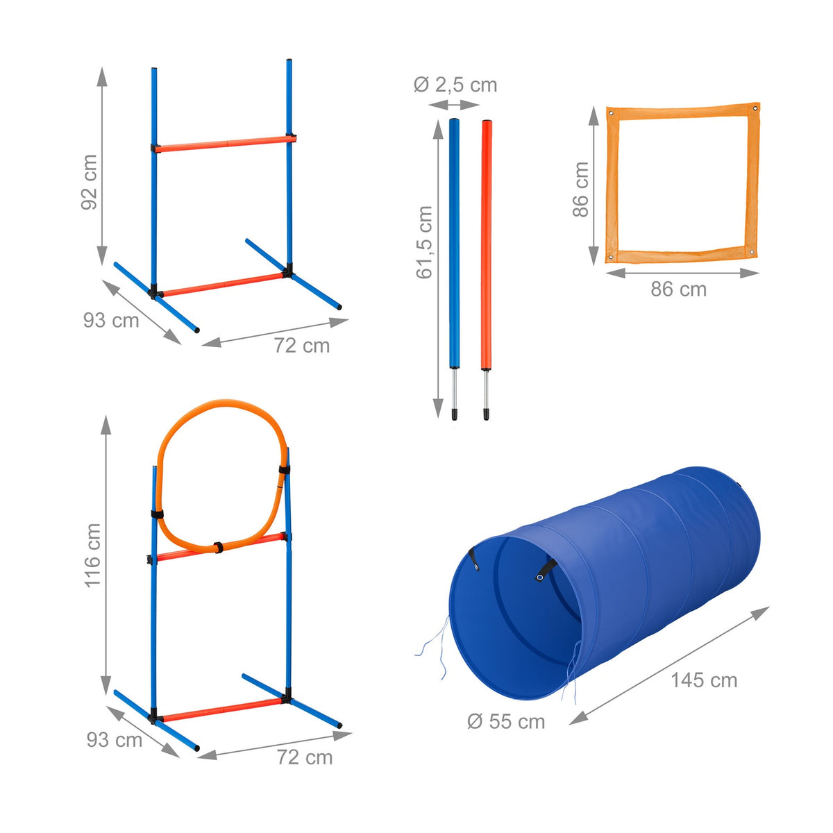 Dog Agility Course Set with Tunnel, Hurdles, Slalom