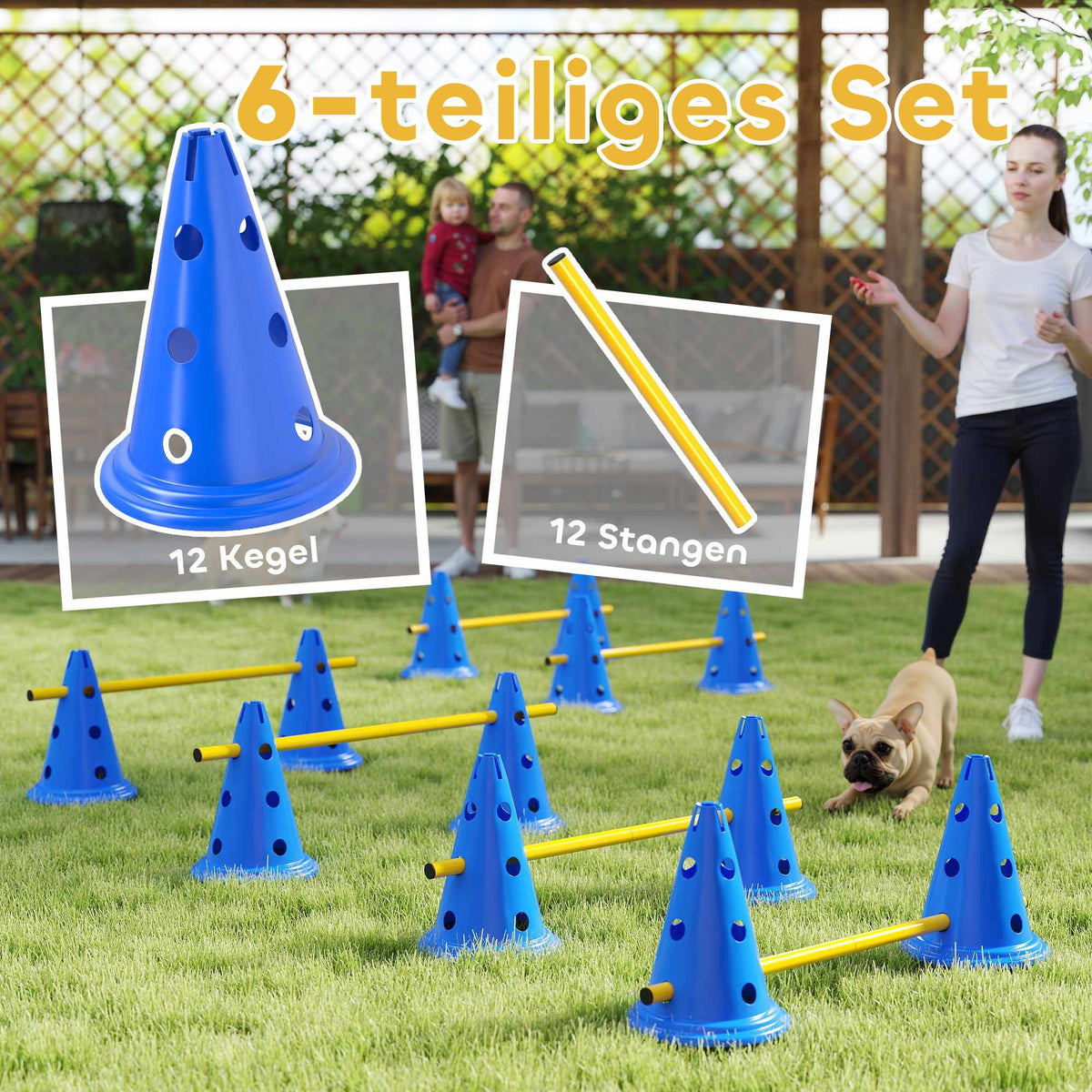 Dog Agility Set – 6-Piece Training Kit with 12 Cones, 6 Hurdles