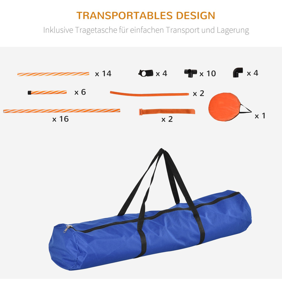 Dog Agility Set Dog Training Set With Dog Tunnel Training For Pets Includes Bag Easy To Carry Plastic Polyester Orange+White