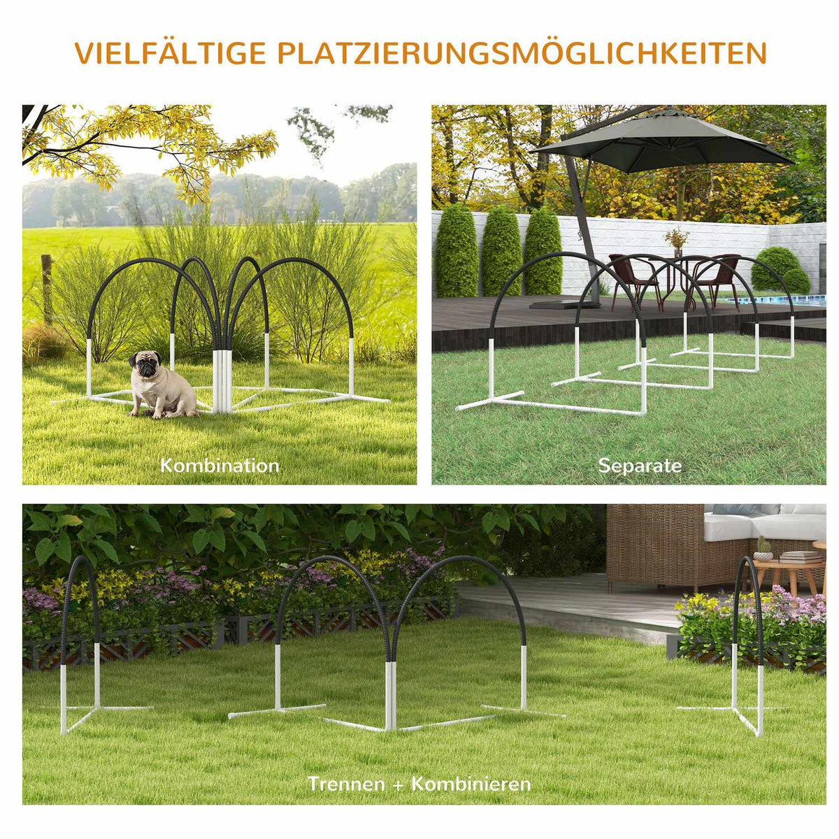 Dog Agility Set, Set Of 4 Dog Training With Slalom Poles, Agility Equipment For Dogs With Oxford Carry Bag, Black