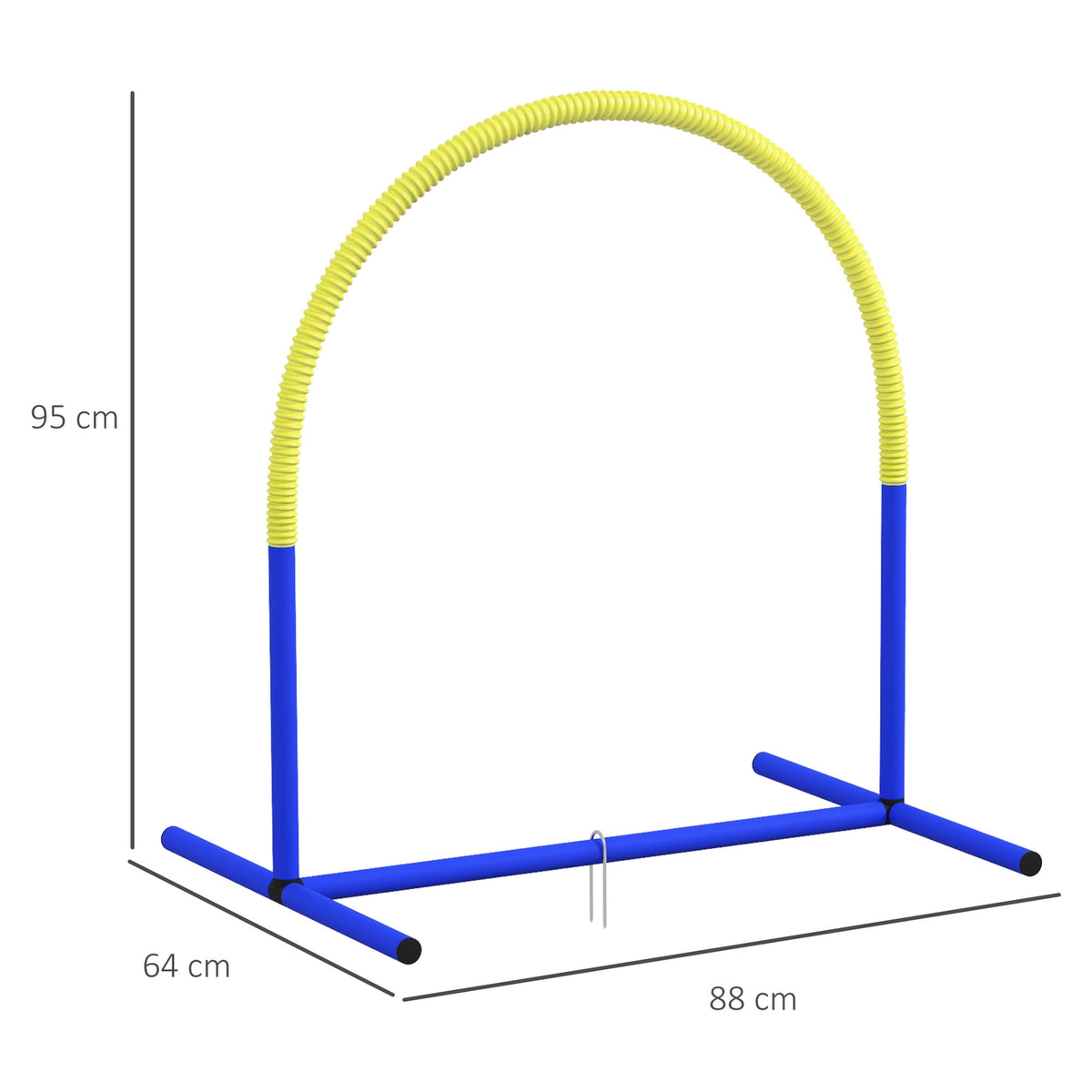 Dog Agility Set of 4, 88 x 64 x 95 cm, with 4 Bows, Carry Bag, Portable, for Older or Very Young Dogs, PE, ABS, Yellow