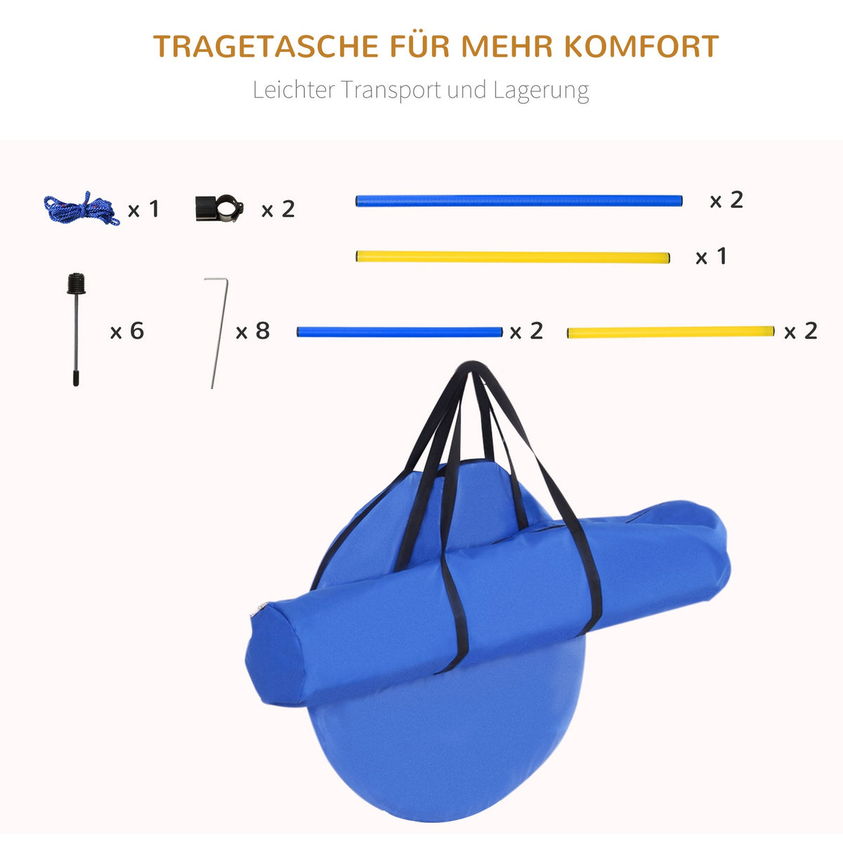 Dog Agility Training Equipment, Dog Agility Set, Dog Agility Course, Including Tunnel, Slalom Poles, Hurdle Pole Set, Starting Field, Blue + Yellow
