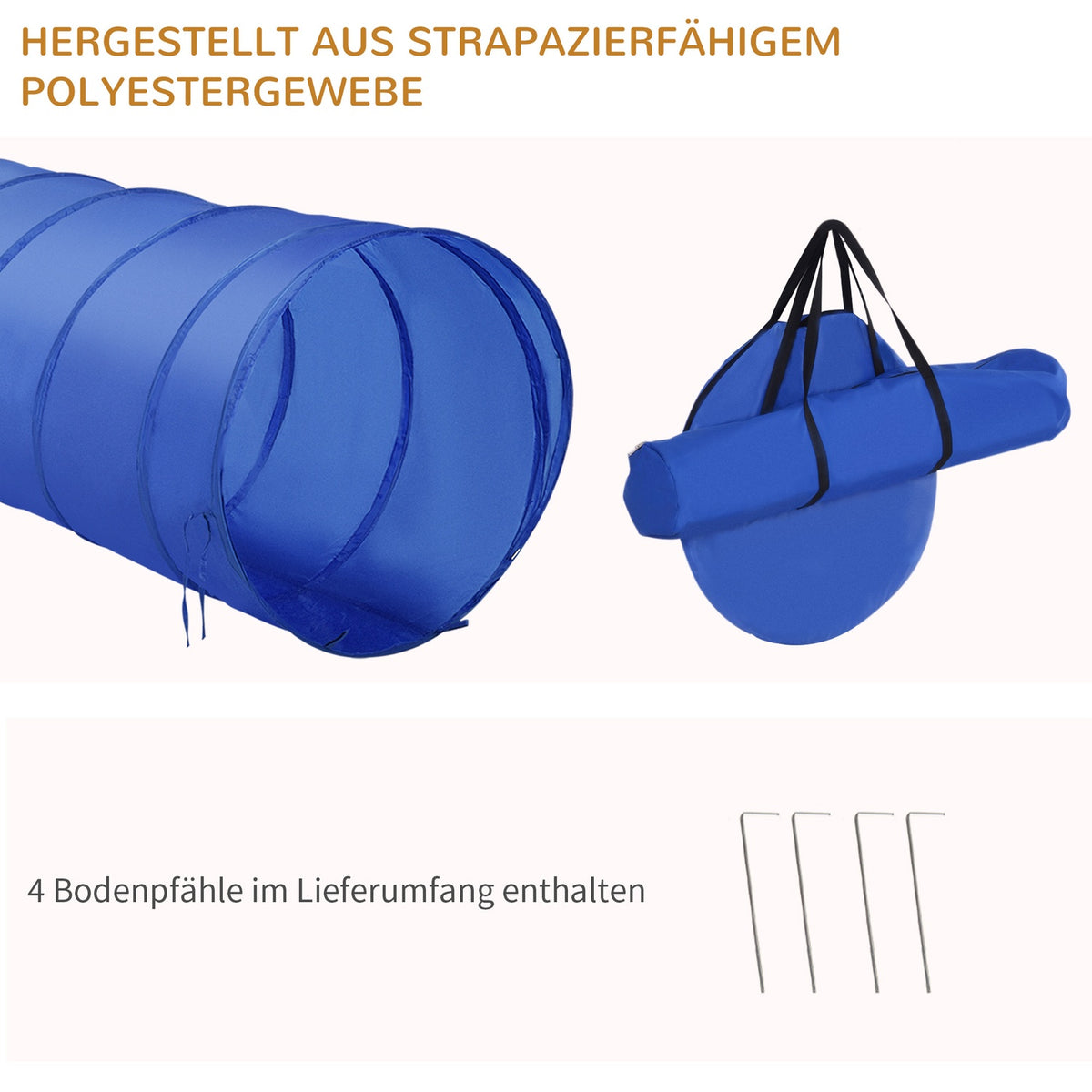 Dog Agility Training Equipment, Dog Agility Set, Dog Agility Course, Including Tunnel, Slalom Poles, Hurdle Pole Set, Starting Field, Blue + Yellow