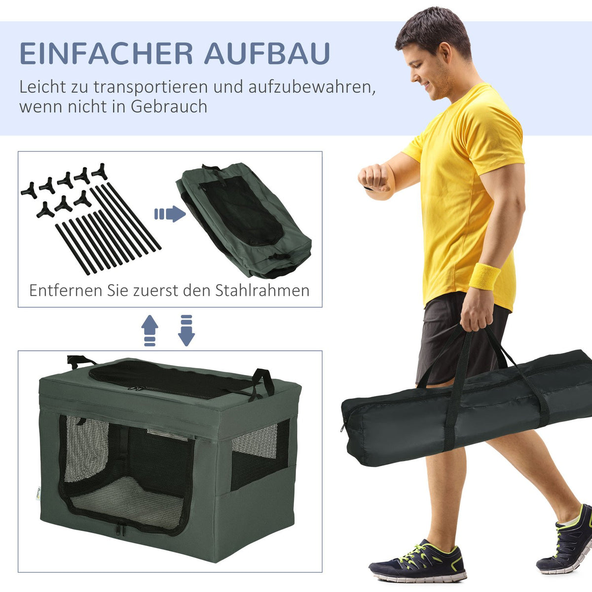 Dog Bag, Dog Box With Mesh Window, Cat Transport Box With Cushion, Oxford, Gray, For Dogs Up To 4 Kg