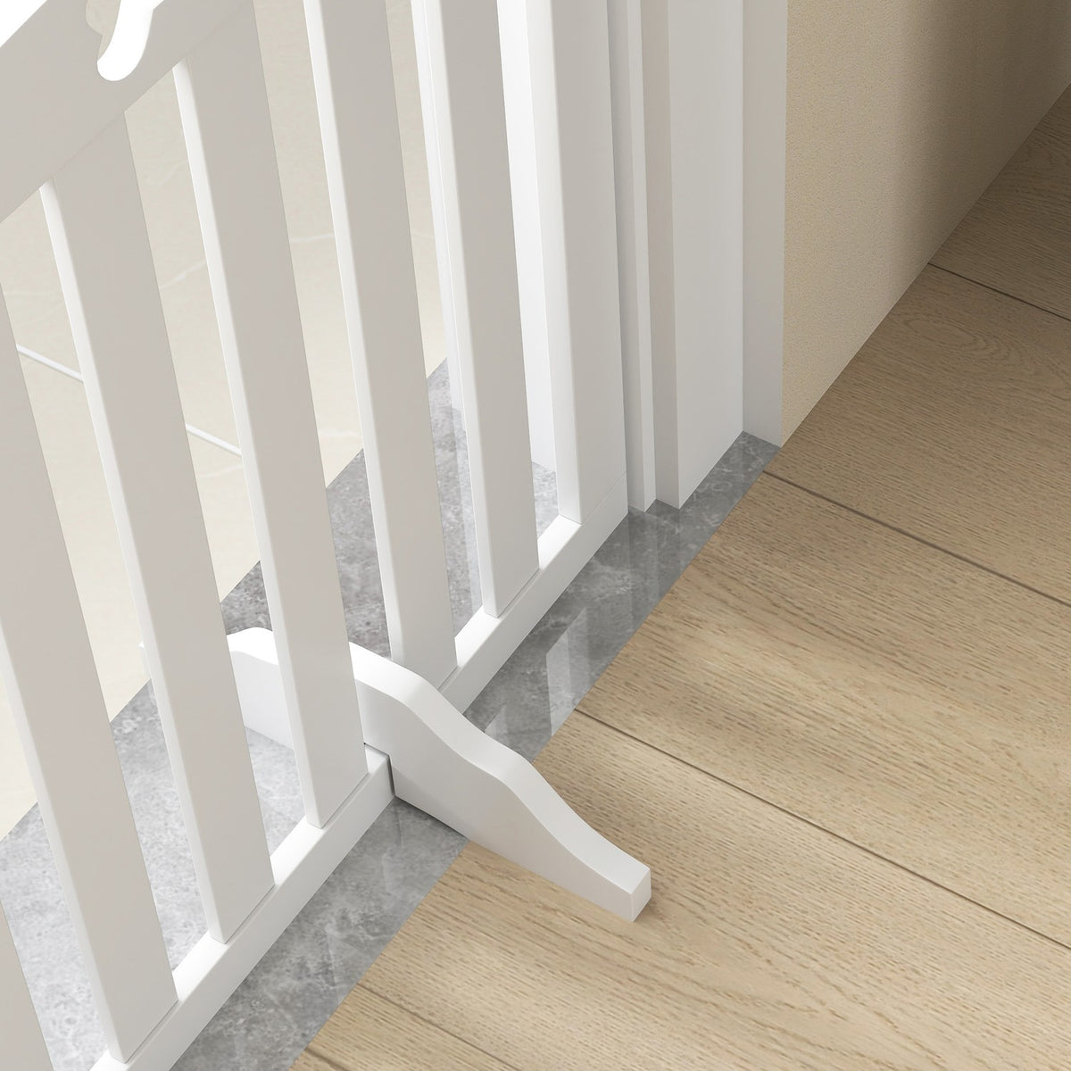 Dog Barrier Gate, 4-Piece, 207.5 x 61 cm, Foldable Door Gate with 2 Support Feet, Freestanding Dog Gate, Stair Gate for Medium Dogs, for Hallway, Stairs, White