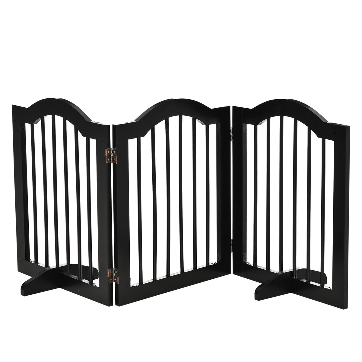 Dog Barrier Protective Gate Dog Gate Configuration Gate 3-Piece With Two Support Feet Stable Foldable Mdf Black 154.5X29.5X61Cm