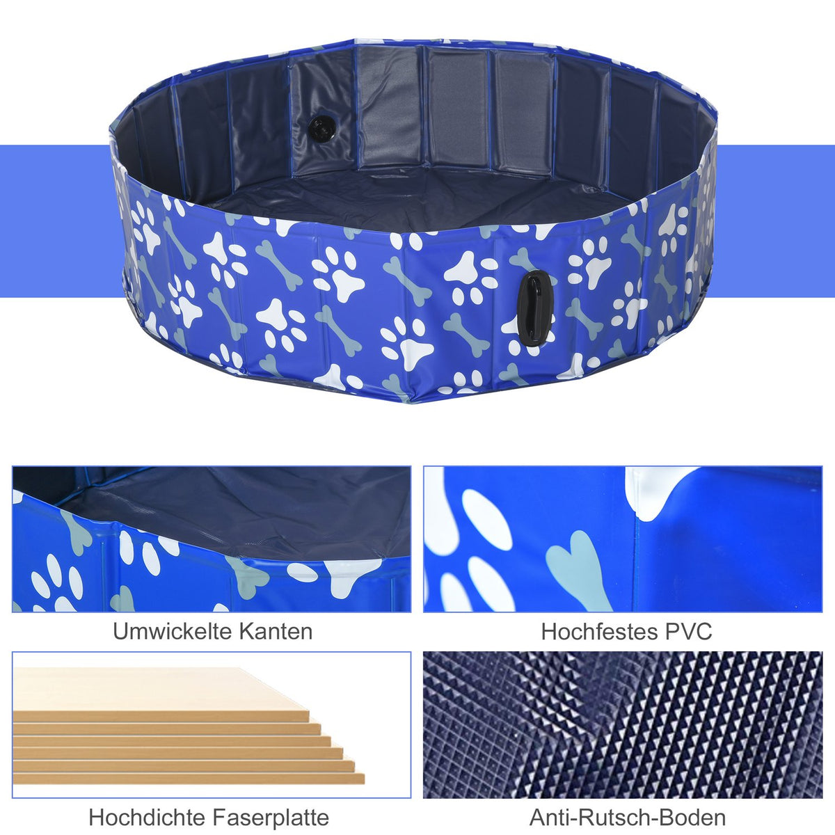 Dog Bathtub Foldable Dog Pool, Bathtub & Swimming Pool, Water Basin For Dogs And Cats, Ø120X30H Cm