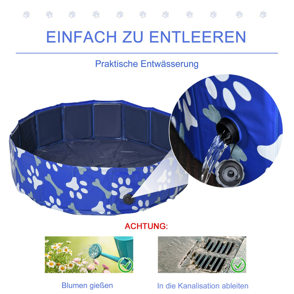 Dog Bathtub Foldable Dog Pool Bathtub Water Basin Dogs/Cats Ø80X20Hcm