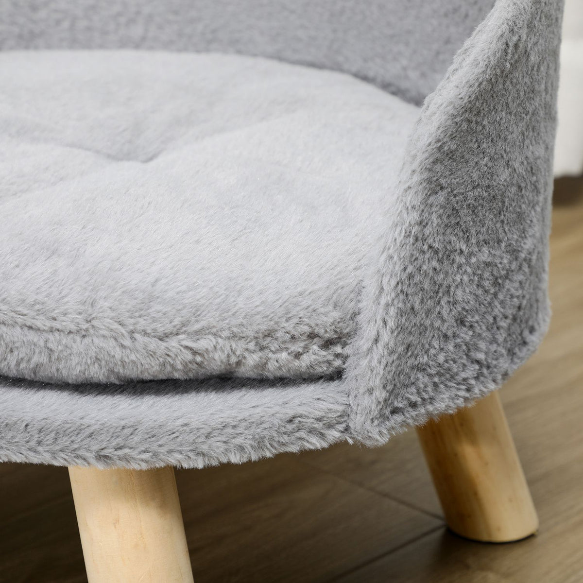 Dog Bed Cat Bed, Dog Sofa With Non-Slip Wooden Feet & Cushion, Indoor, Gray, 40.5X40.5X33Cm