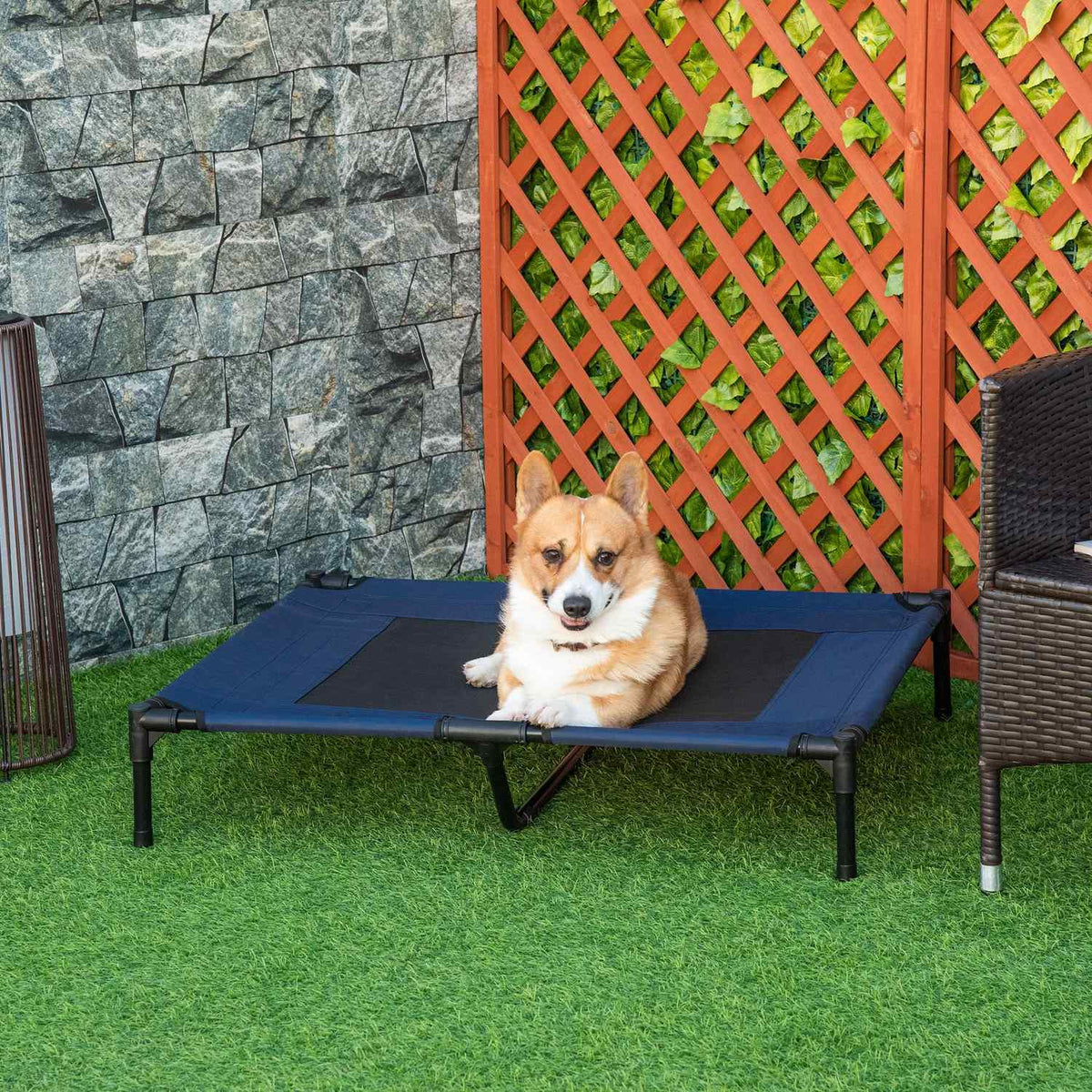 Dog Bed Dog Lounger Outdoor Cat Bed Pet Bed Sleeping Place Metal 600D Oxford Fabric Blue 91.5 X 76.2 X 18 Cm
