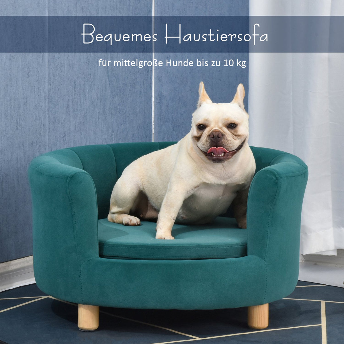 Dog Bed Elegant Dog Sofa With Soft Cover & Wooden Legs, 65X64X37Cm