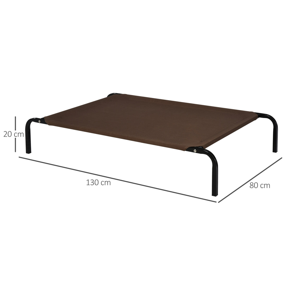 Dog Bed Outdoor Dog Lounger Cat Bed With Mesh Pet Bed Sleeping Place Metal Oxford Fabric Coffee 130 X 80 X 20 Cm