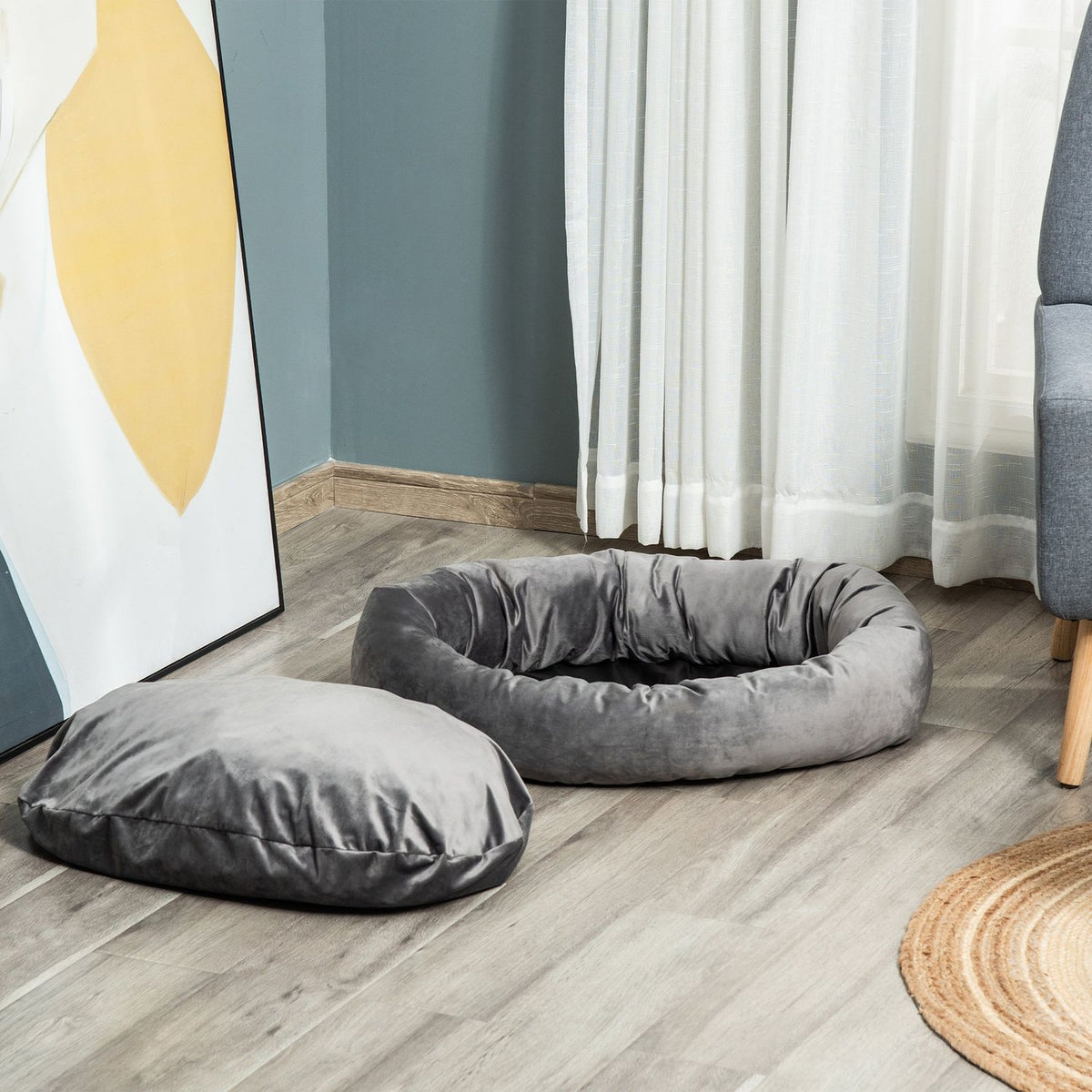 Dog Bed Round Dog Cushion For Medium Dogs & Cats, Removable & Washable Cover, Comfortable