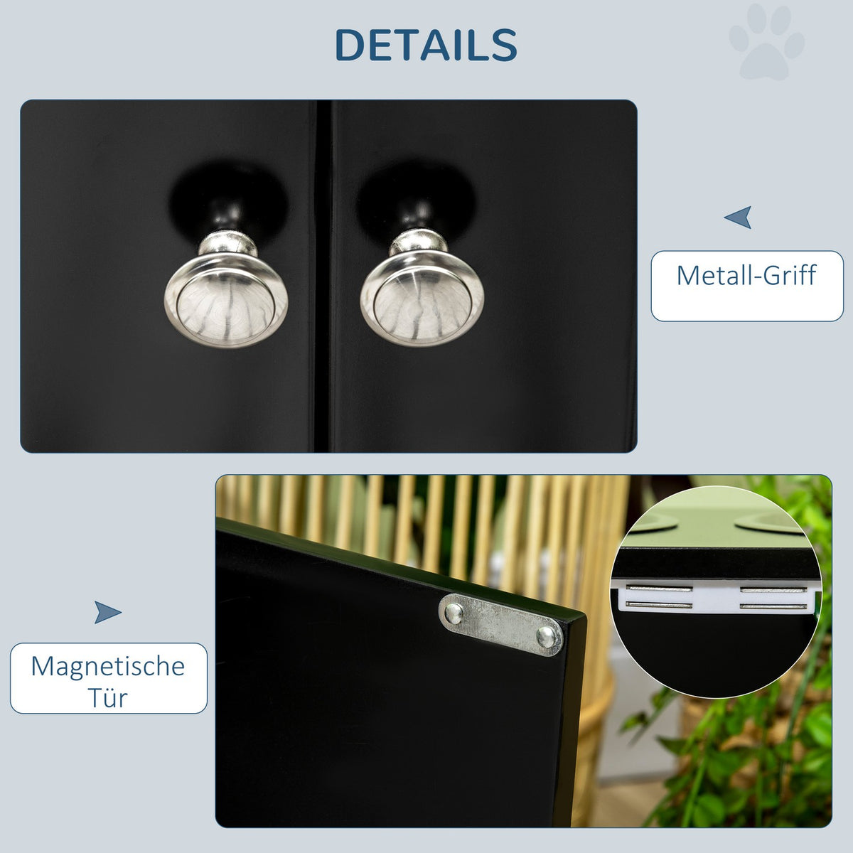 Dog Bowls, Elevated Feeding Station with 2 Stainless Steel Bowls, Dog Bowl Stand with 44L Storage Space, Magnetic Doors, Food Bowl, Water Bowl for Large Dogs, Black