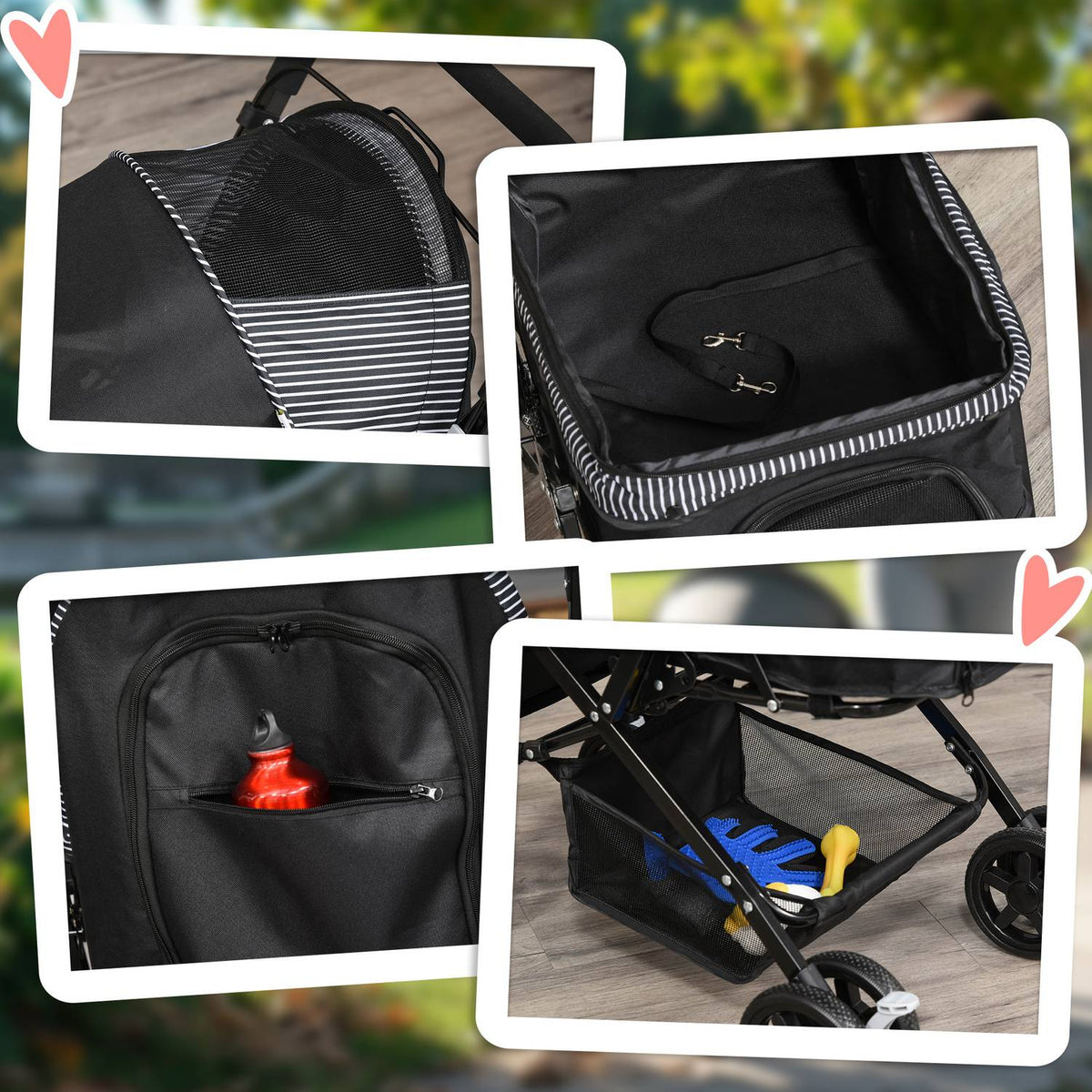 Dog Buggy Dog Cart Buggy for Small Dogs and Cats Pet Cart Pet Stroller Cat Buggy Oxford Black 76.5 x 52 x 95 cm