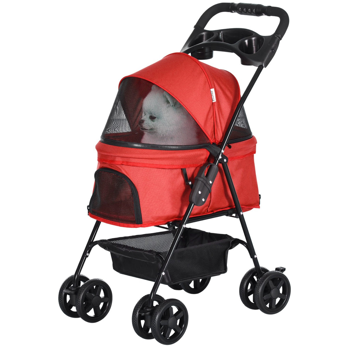 Dog Buggy Foldable Oxford Red 67X45X96Cm Small Dogs & Cats