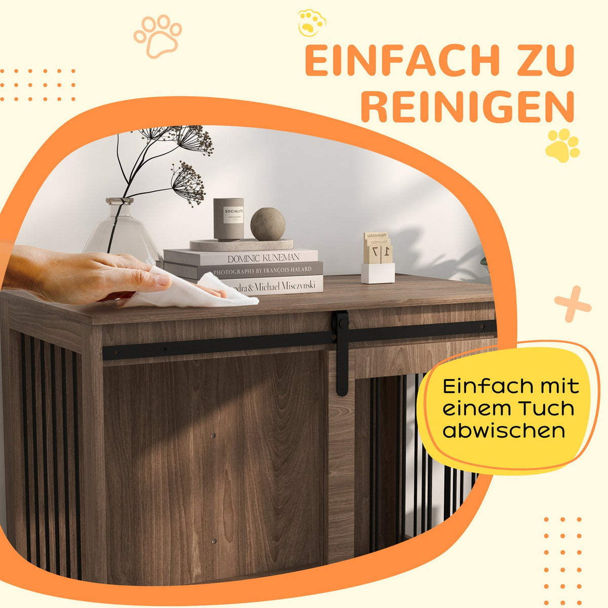 Dog Cage Dog Box With Sliding Door, Indoor Dog House With Wood Look, Locking, For Large Dogs Up To 30 Kg, 98 X 58 X 67 Cm, Walnut
