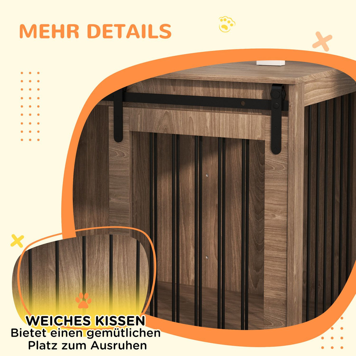 Dog Cage Dog Box With Sliding Door, Indoor Dog House With Wood Look, Locking, For Large Dogs Up To 30 Kg, 98 X 58 X 67 Cm, Walnut