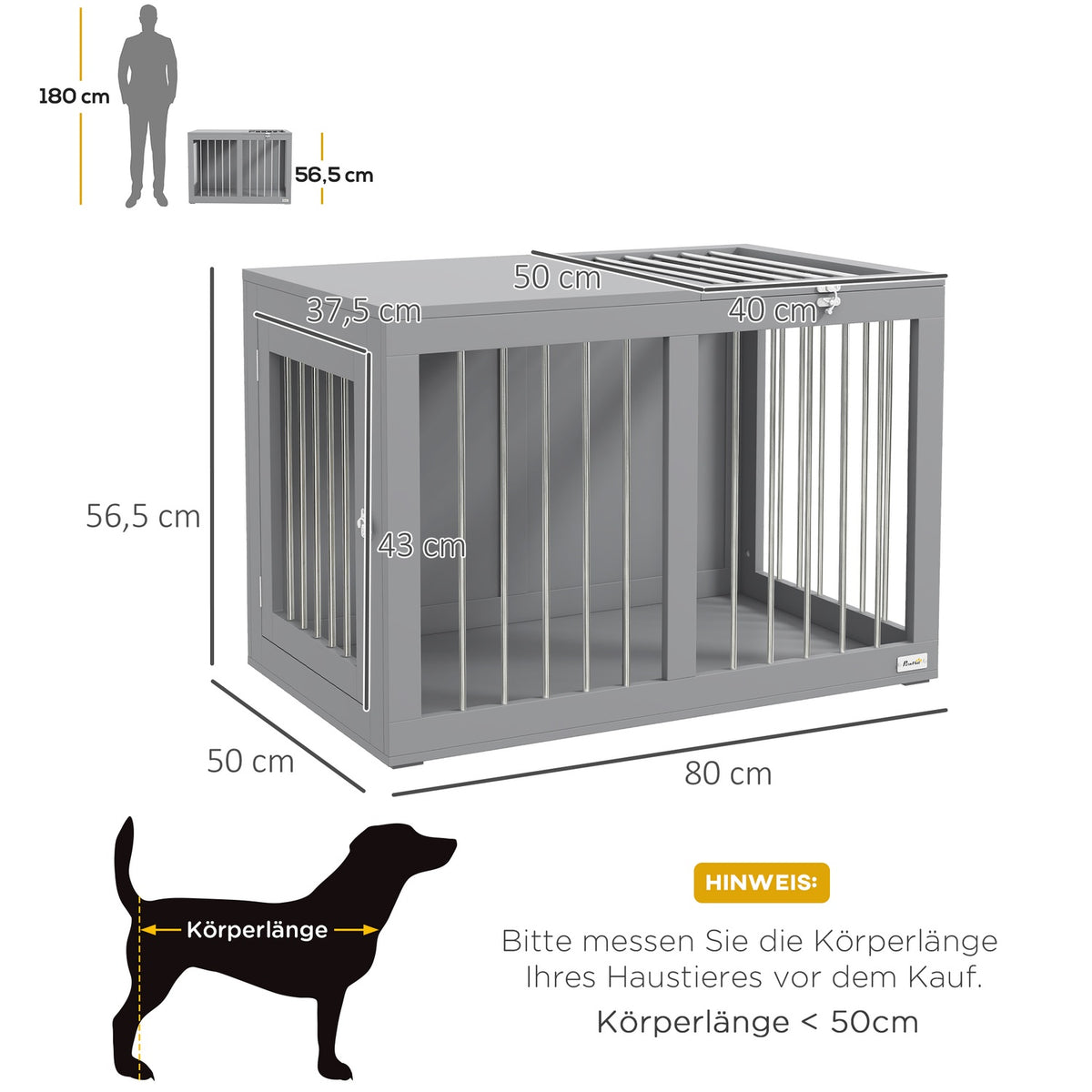 Dog Cage Home Dog House Pet Cage For Medium Dogs Dog Crate With Doors Dog House Transport Cage Gray 80 X 50 X 56.5Cm