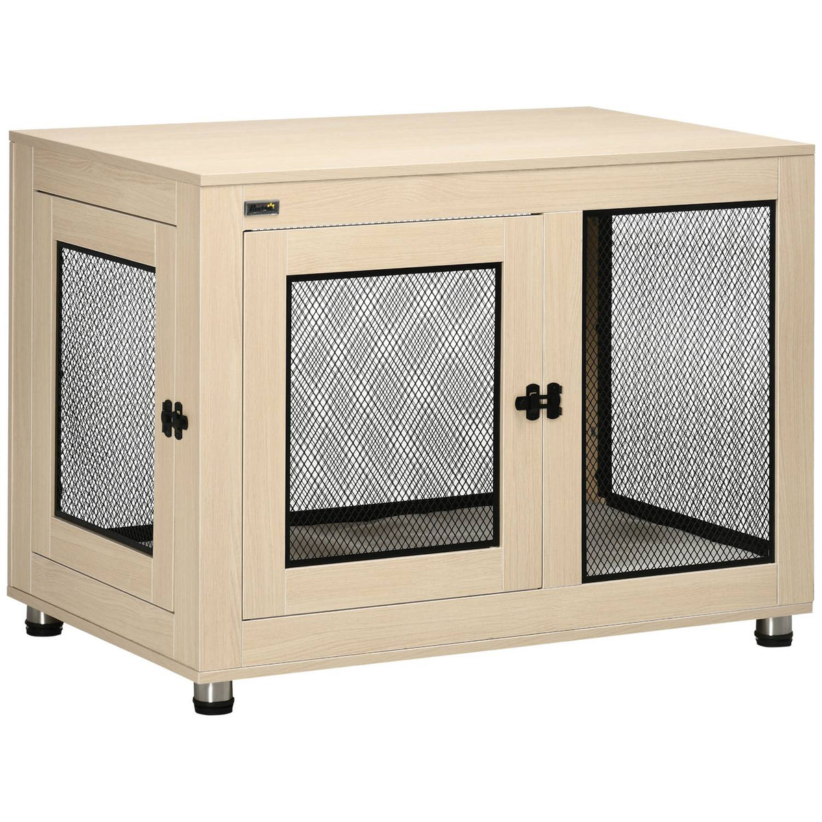 Dog Cage With Cushion Versatile Pet Cage & Kennel With 2 Doors, For Small To Medium Dogs, Oak, 94X60X71.5Cm