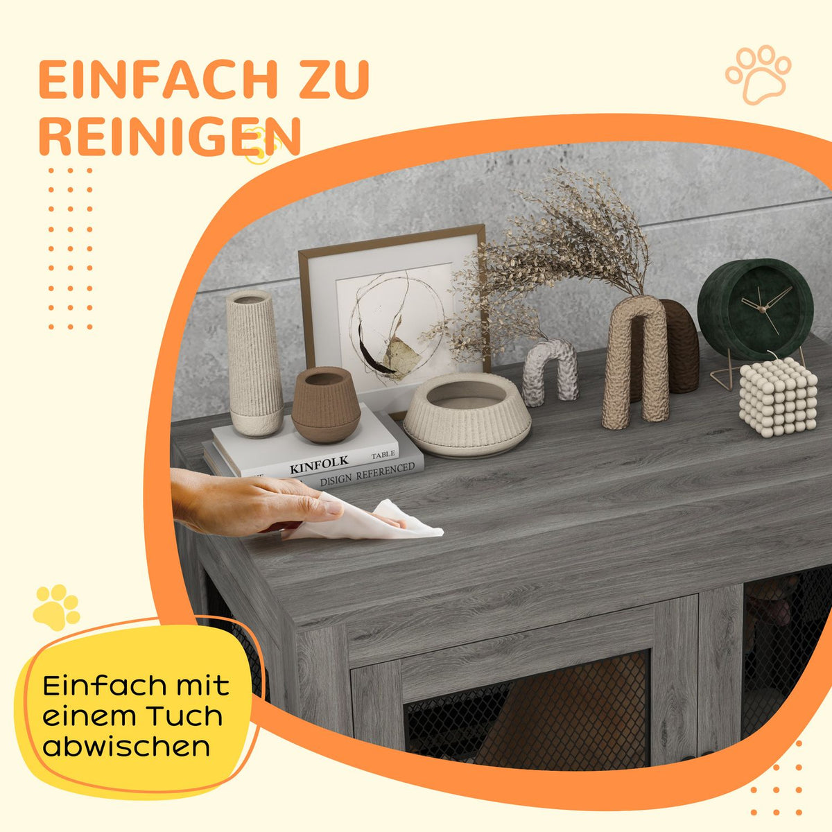 Dog Cage for Home, Dog Crate with 2 Doors, Washable Cushion, Dog Kennel with Adjustable Feet, Latch, for Large Dogs up to 30 kg, Gray, 94 x 60 x 71.5 cm
