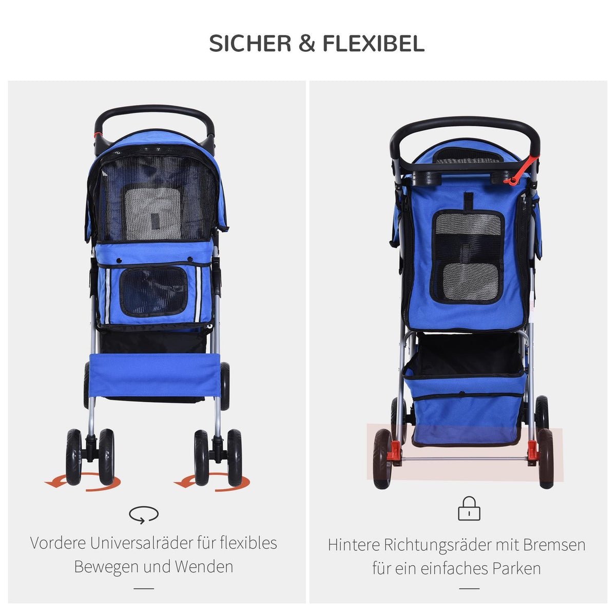 Dog Cart Dog Buggy Pet Dog Buggy Stroller Jogger Trailer Blue