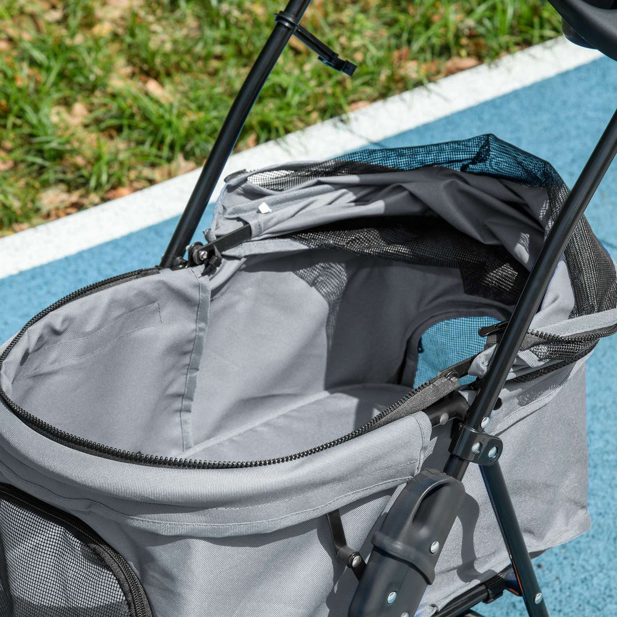 Dog Cart Dog Buggy With Folding Function Pet Stroller For Small Dogs And Cats Pet Cart Cat Buggy Oxford Gray 67 X 45 X 96 Cm