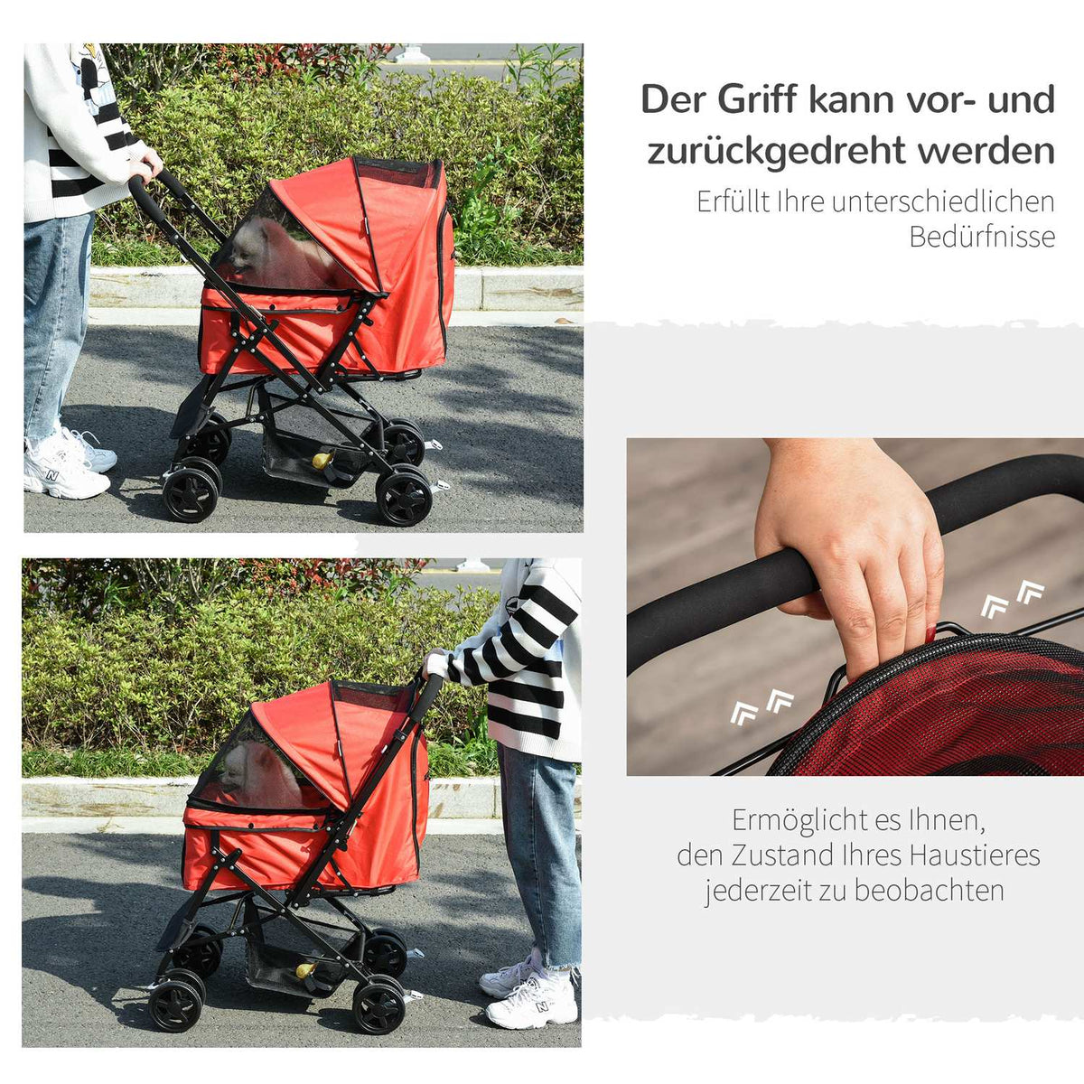 Dog Cart Oxford Red 76.5X52X95Cm Small Dogs & Cats