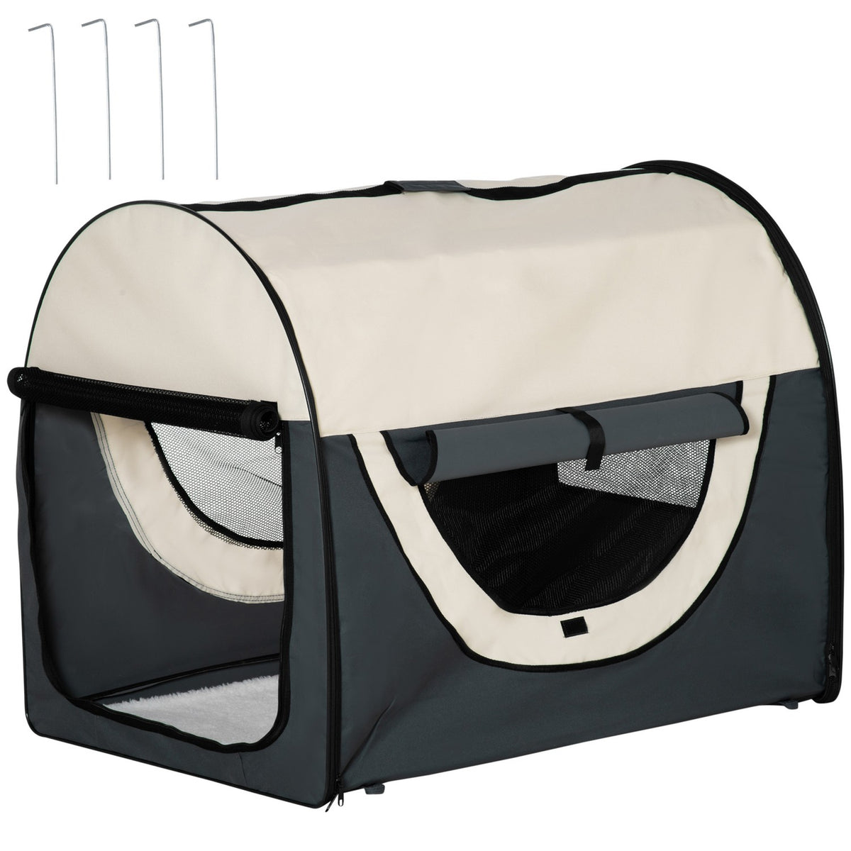 Dog Crate Foldable Dog Transport Box Pet Backpack With Cushion Travel Bag Transport Box For Animal Waterproof Oxford Fabric Dark Gray