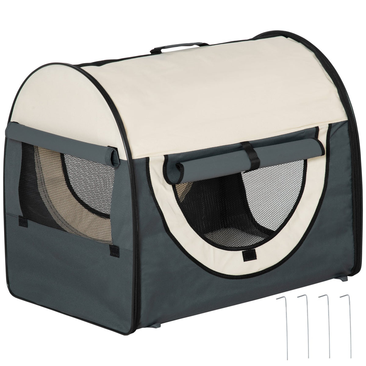 Dog Crate Foldable Dog Transport Box Pet Backpack With Cushion, Travel Bag, Waterproof, Oxford Fabric, Dark Gray, 70X51X59Cm
