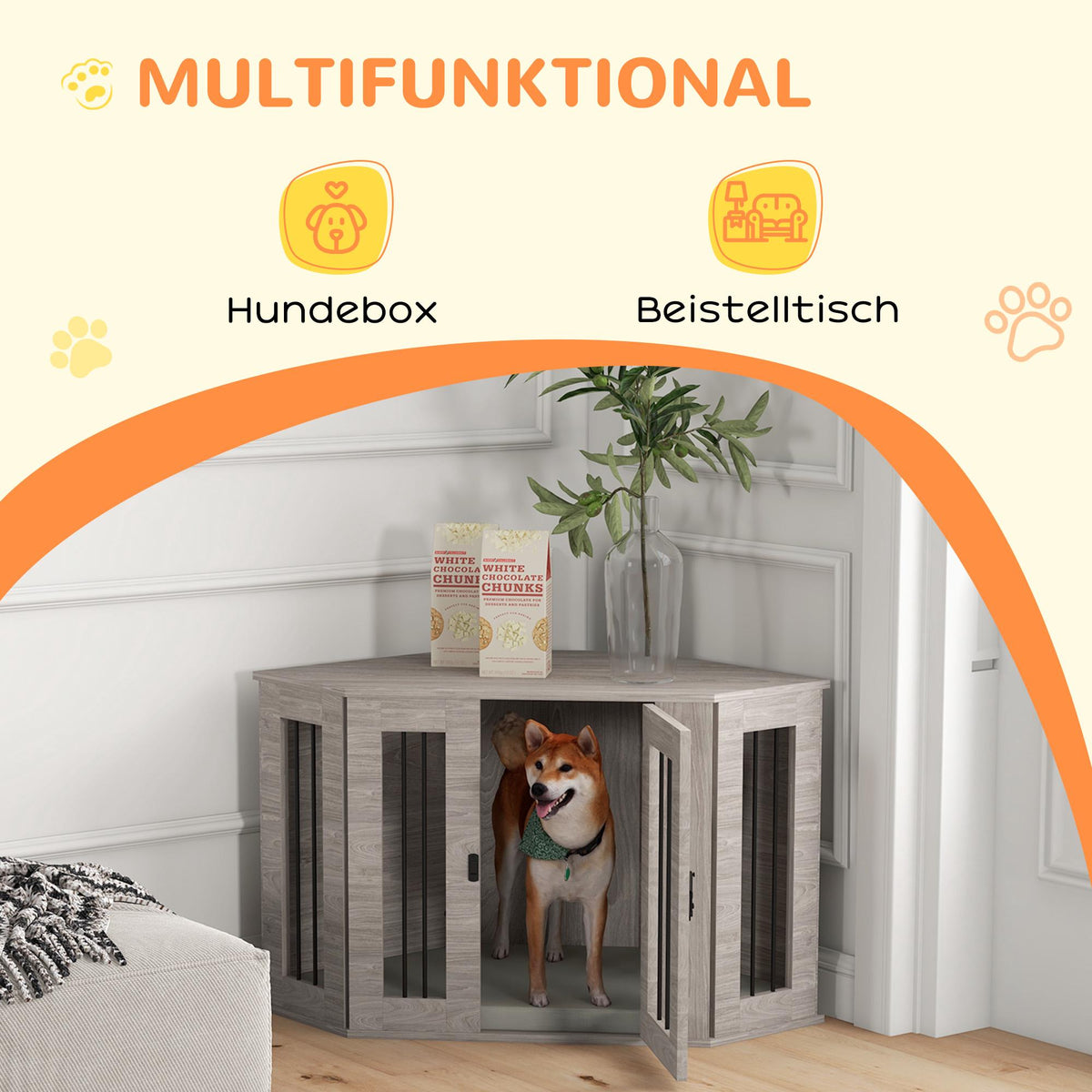 Dog Crate with Cushion, Lockable, 104 x 55 x 63 cm, Brown