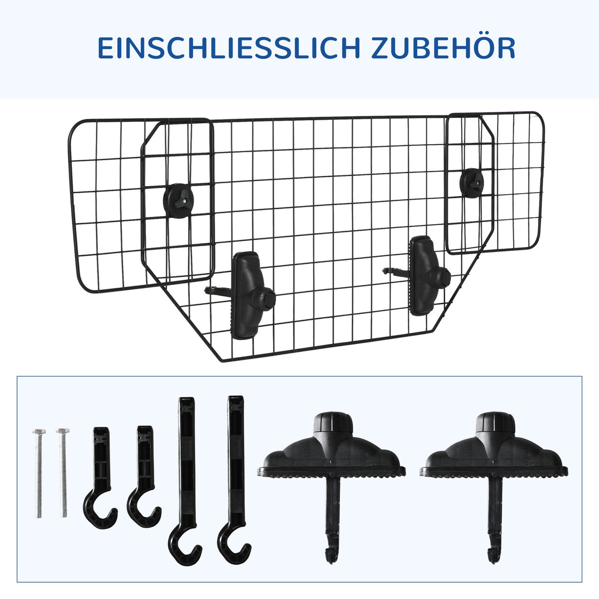 Dog Guard Universal Car Boot Gate, Adjustable Dog Gate Divider, Metal Black, (90-120)X40.5Cm
