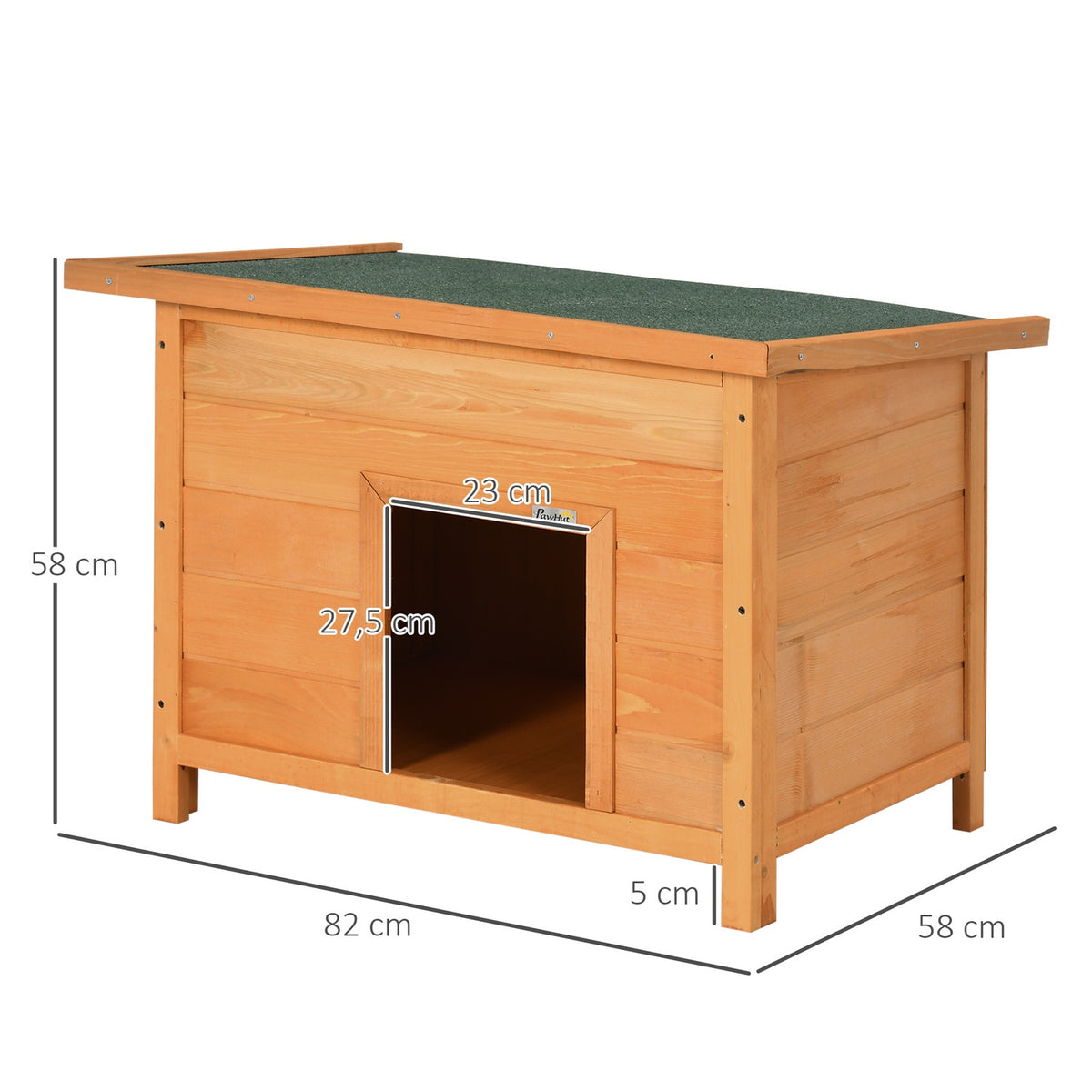 Dog Kennel Cozy Dog Cave Made Of Fir Wood With Roof, Ideal For Dogs And Cats, 82X58X58 Cm