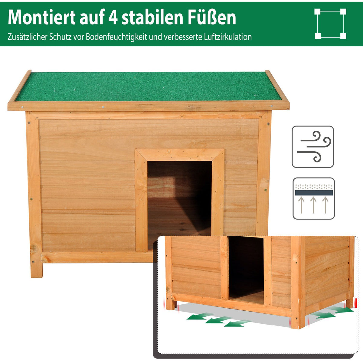 Dog Kennel Cozy Dog Cave Made Of Fir Wood With Roof, Ideal For Dogs And Cats, 82X58X58 Cm
