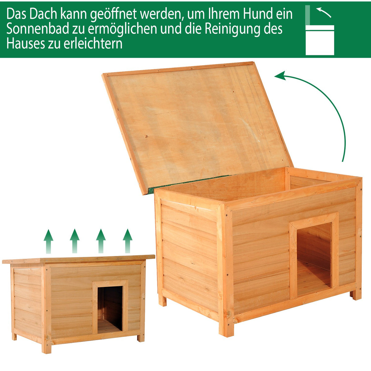 Dog Kennel Cozy Dog Cave Made Of Fir Wood With Roof, Ideal For Dogs And Cats, 82X58X58 Cm