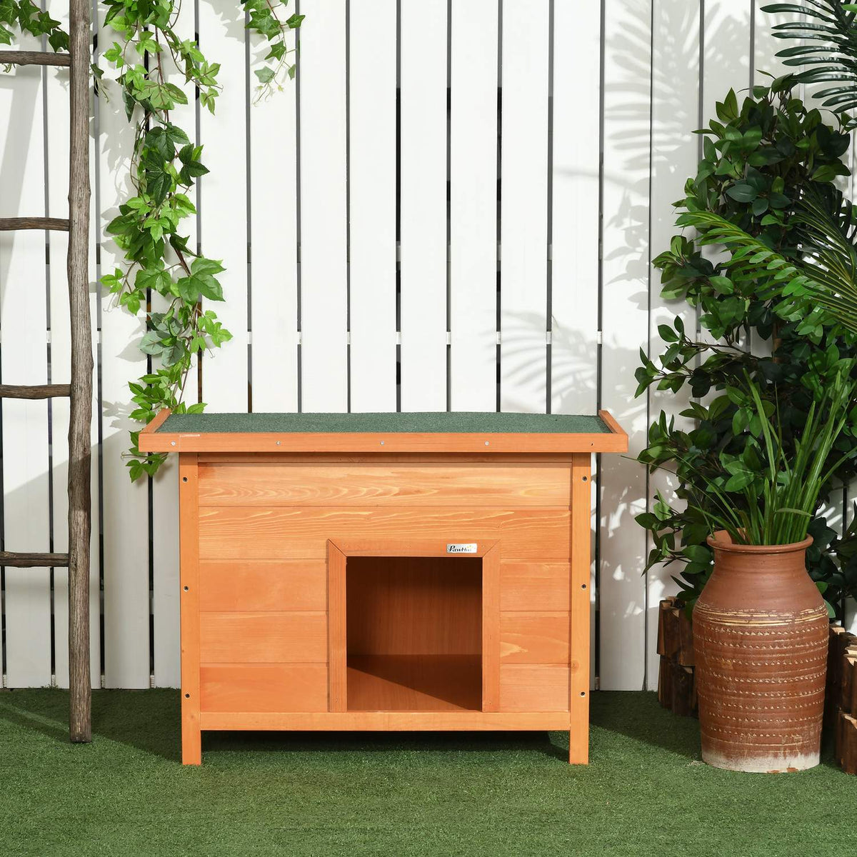 Dog Kennel Cozy Dog Cave Made Of Fir Wood With Roof, Ideal For Dogs And Cats, 82X58X58 Cm