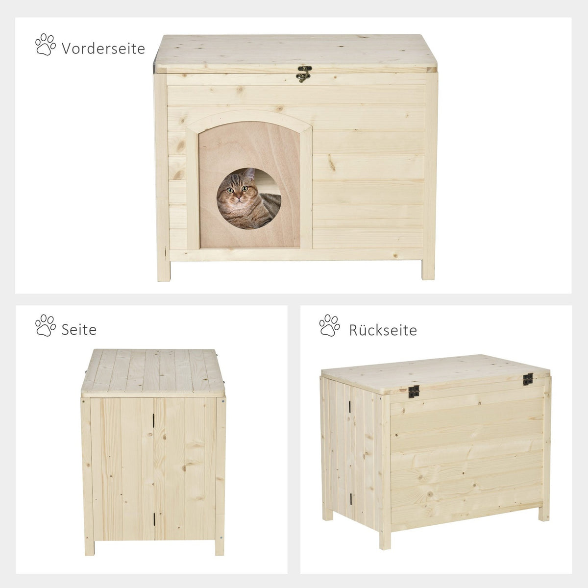 Dog Kennel Foldable Dog House Made Of Solid Wood, Natural, 78X51X62Cm