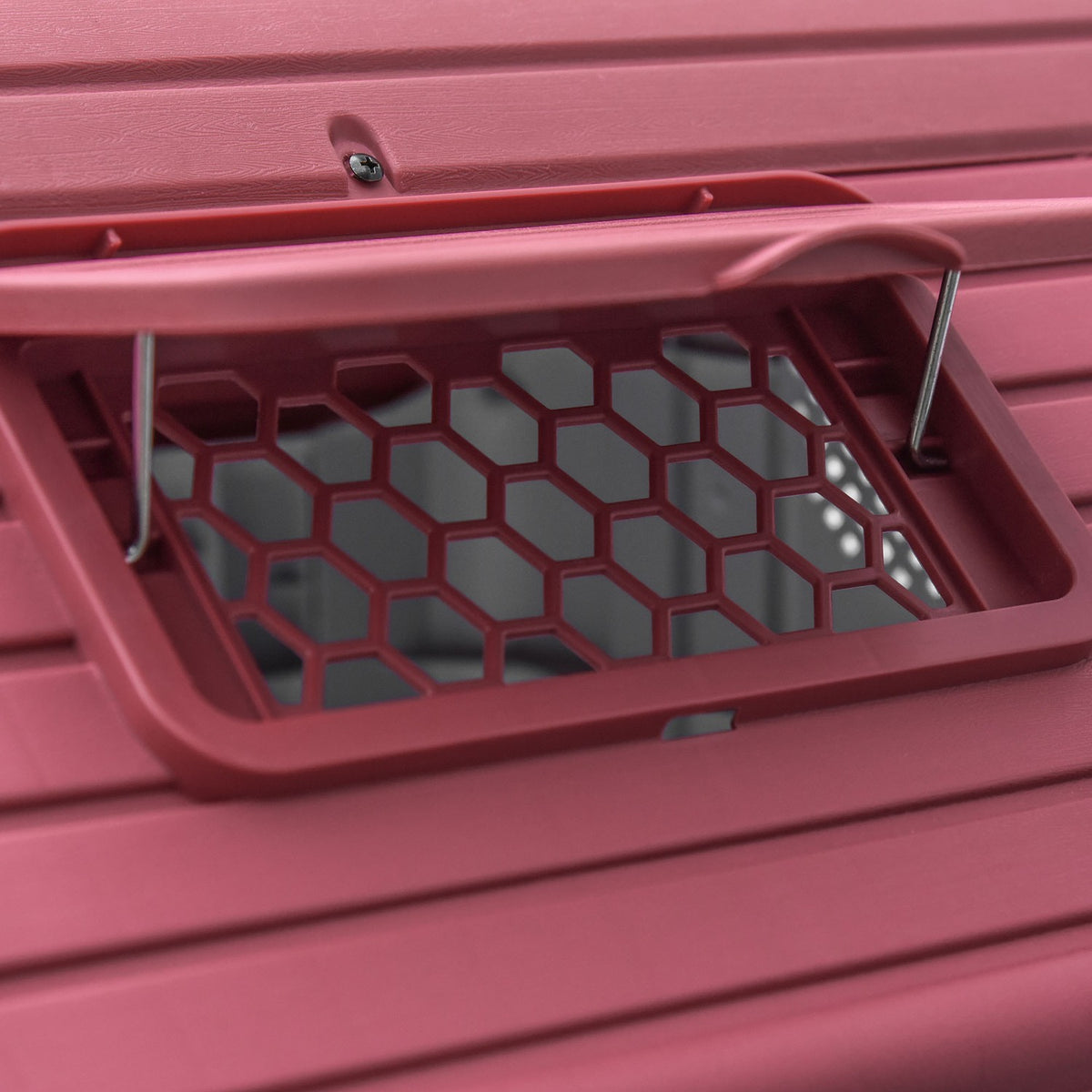 Dog Kennel Outdoor Dog House With Roof Hatch Gate Shelter For Small Dogs Small Animal Shed Air Circulation Waterproof Metal Pp Red+Light Gray